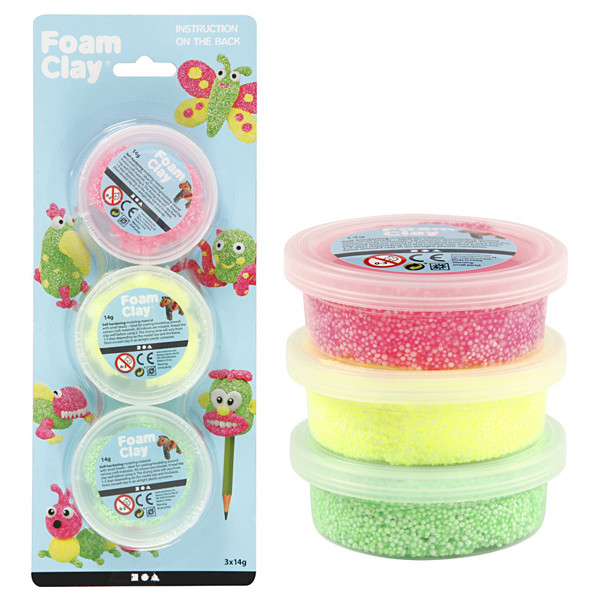 Modelliermasse "Foam Clay" Neon 3er set