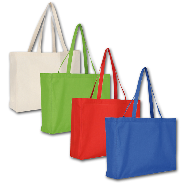 Baumwoll-Shopper farbig mit langen Henkeln 