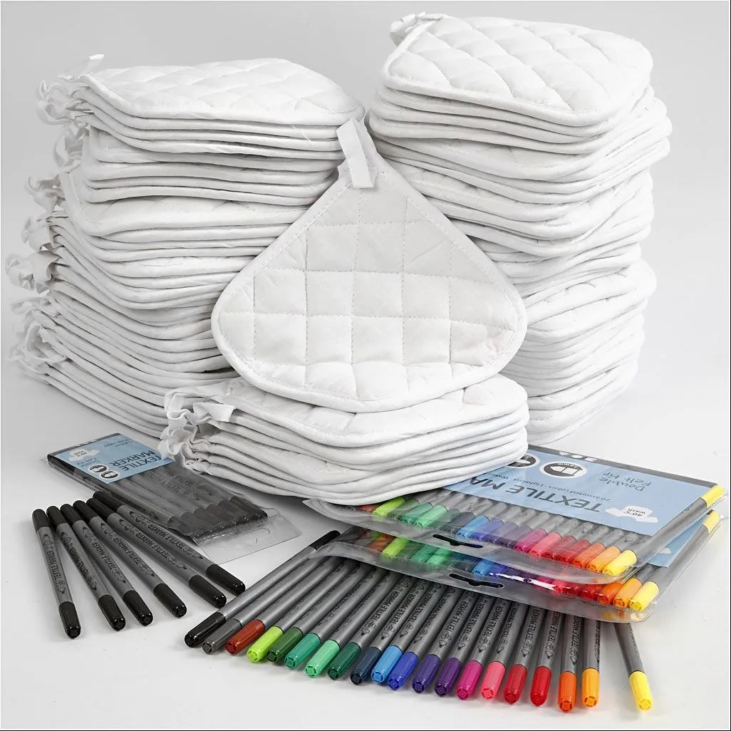 80 Topflappen & 72 Textilmalstifte